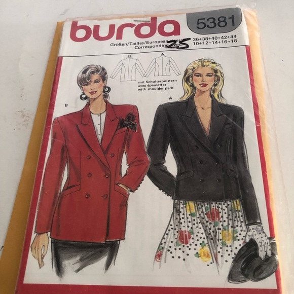 Burda Women's Blazer Pattern 5381 sizes 10-12-14-16-18. - Picture 7 of 7